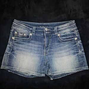 Miss Me Faded Blue Denim Cutoff Shorts